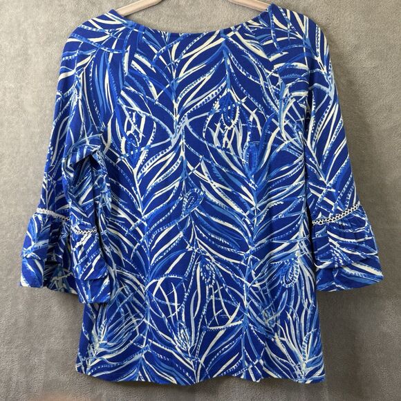 Lilly Pulitzer Laddie Top Women’s Small Twilight Blue Ruffle Sleeves - Picture 3 of 9